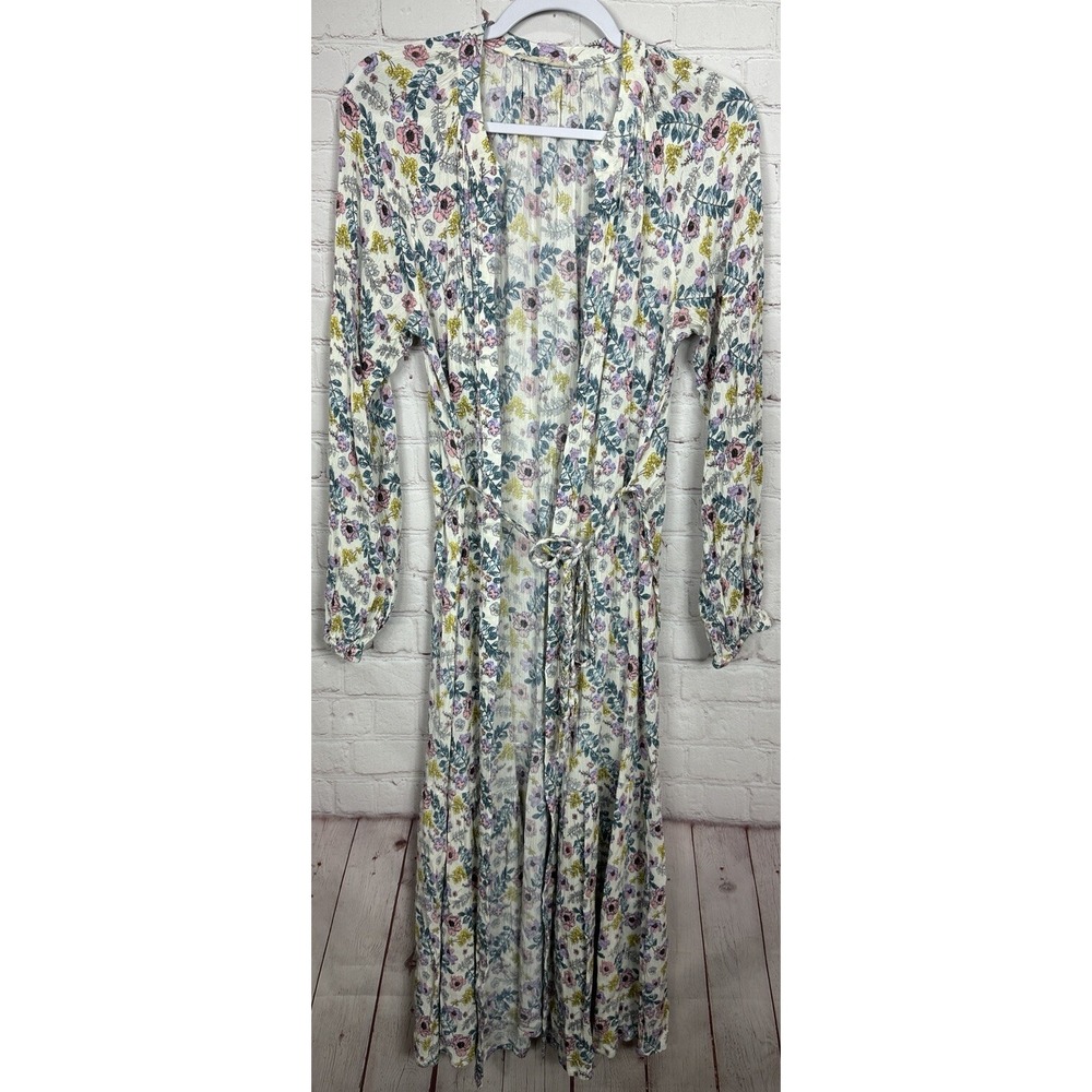 C&V Chelsea & Violet Floral Dress Kimono Duster Cardigan with belt, sz M